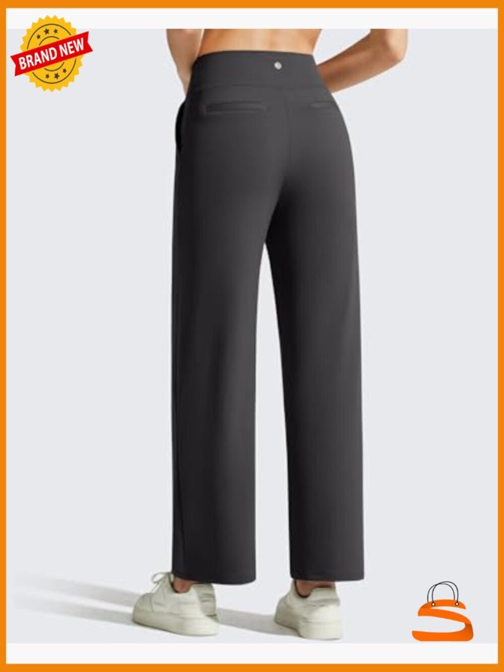 High Waist Yoga Pants with Pockets Wide Leg 7/8 Length Stretch - Picture 2 of 7